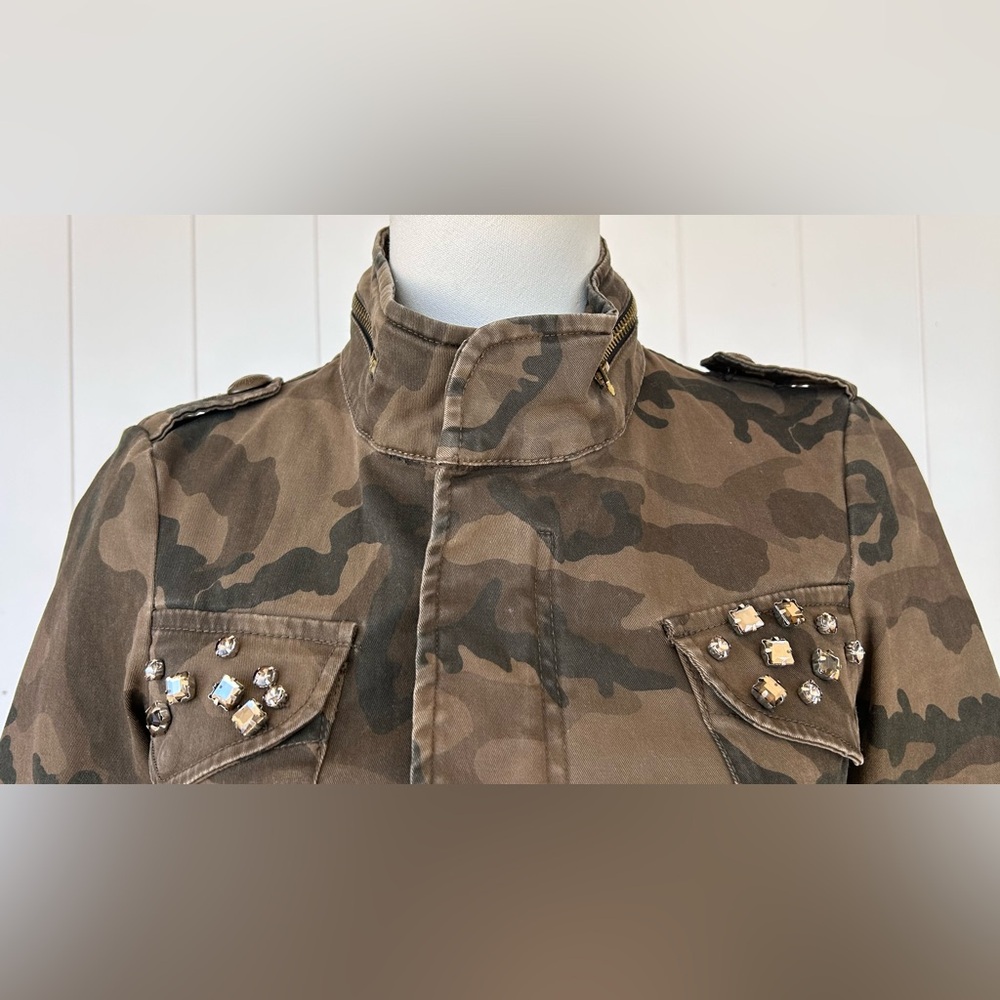 Zara Basic Women’s Camouflage Jacket Rhinestone &… - image 3